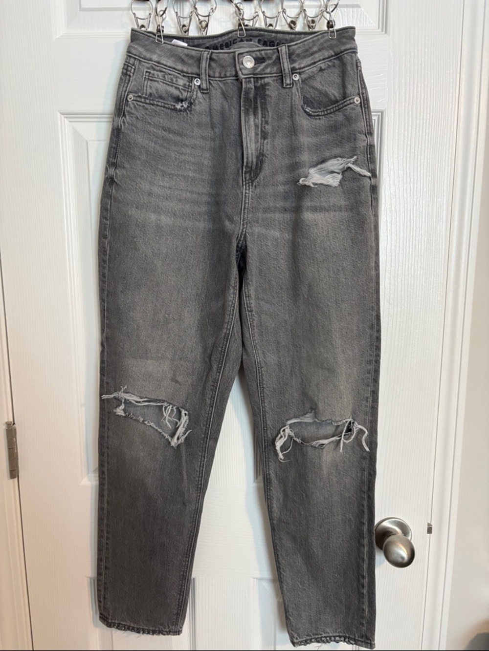 American Eagle Outfitters Black Straight Leg Distressed Jeans